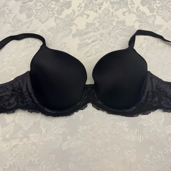 Wacoal Bra Size 36D Lace Affair T Shirt Bra Black Underwire Seamless 853256 - Picture 6 of 7